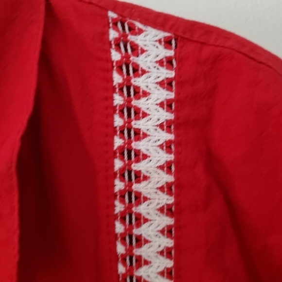 Red Linen Blend Button Down Shirt Southwestern Men's XL - Picture 4 of 7